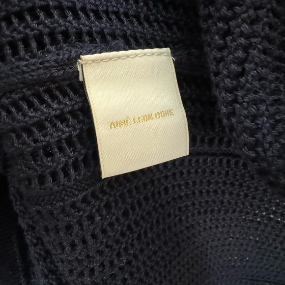 Aime Leon Dore Long Sleeve Mesh Knit Sweater Tee Navy Mens Large NWT - Picture 7 of 11